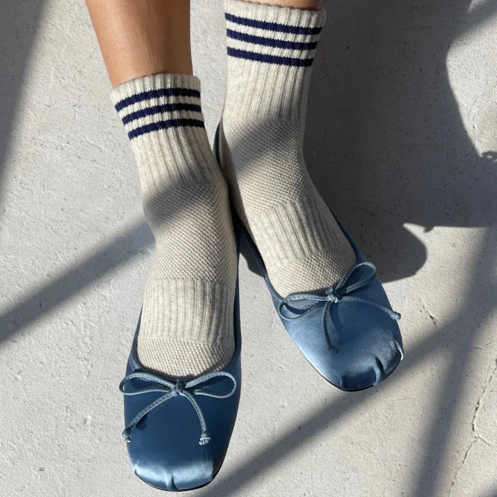 LE BON SHOPPE GIRLFRIEND SOCKS STRIPED CREW SAILOR BLUE STRIPES OS NWT